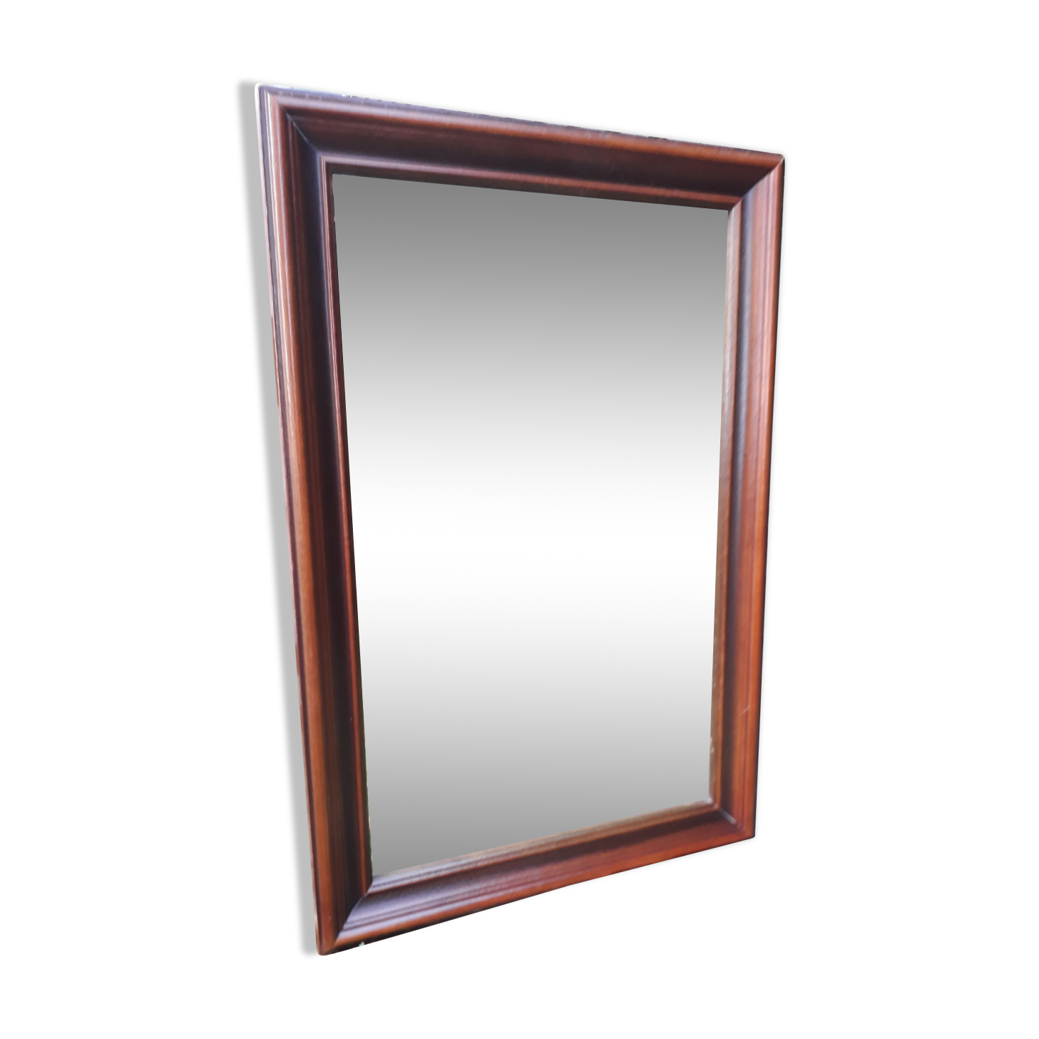 Classic rectangular mirror, dark stained wood