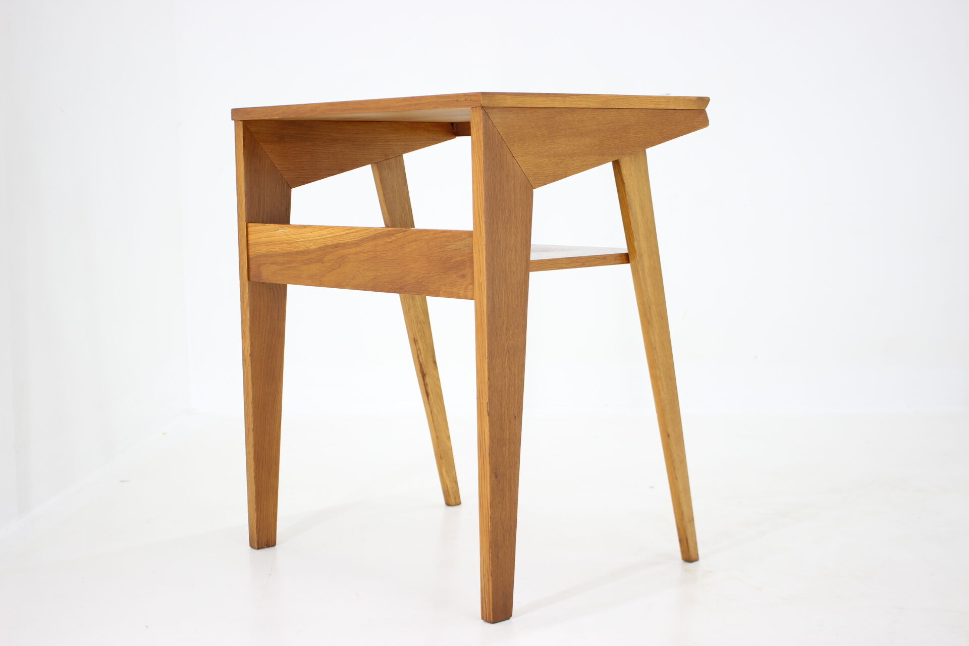 1960s Oak Side Table or TV Rack ,Czechoslovakia