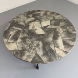 Antique stone and metal coffee table, vintage 70s design