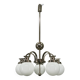 Art Deco Five-Light Chrome Chandelier, Czechoslovakia, 1930s