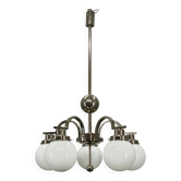 Art Deco Five-Light Chrome Chandelier, Czechoslovakia, 1930s