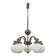 Art Deco Five-Light Chrome Chandelier, Czechoslovakia, 1930s