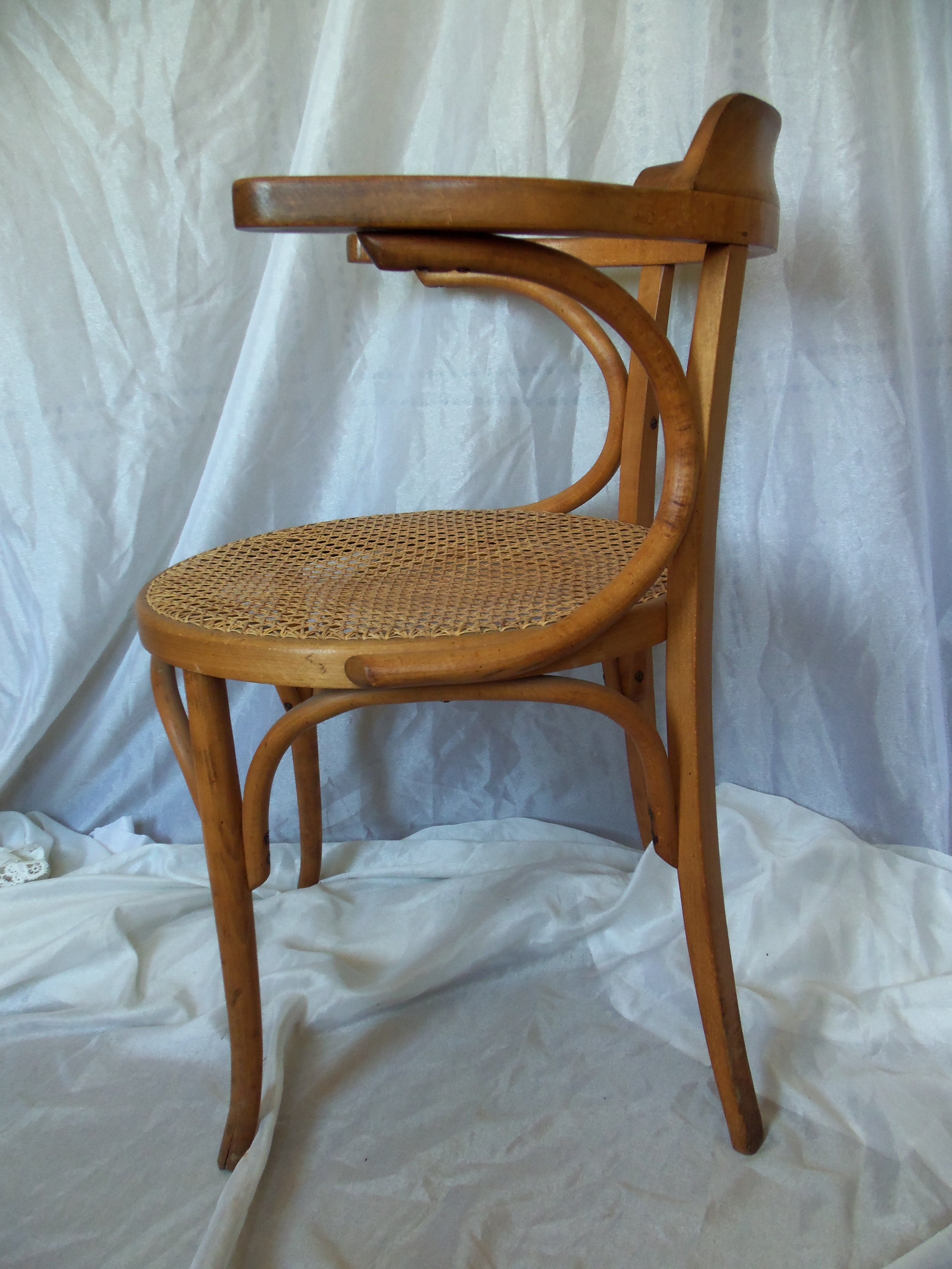 Curved beech cane office chair