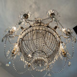 Large Montgolfière chandelier with crystal drops