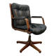 Fauteuil de bureau avec accoudoirs design vintage - Executive chair pivotant en cuir noir italien par Co.Fe.Mo années 80