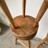 Set of three high tripod farmhouse stools