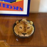 Mid-century lion ceramic plate / vide poche, Italy 1970s