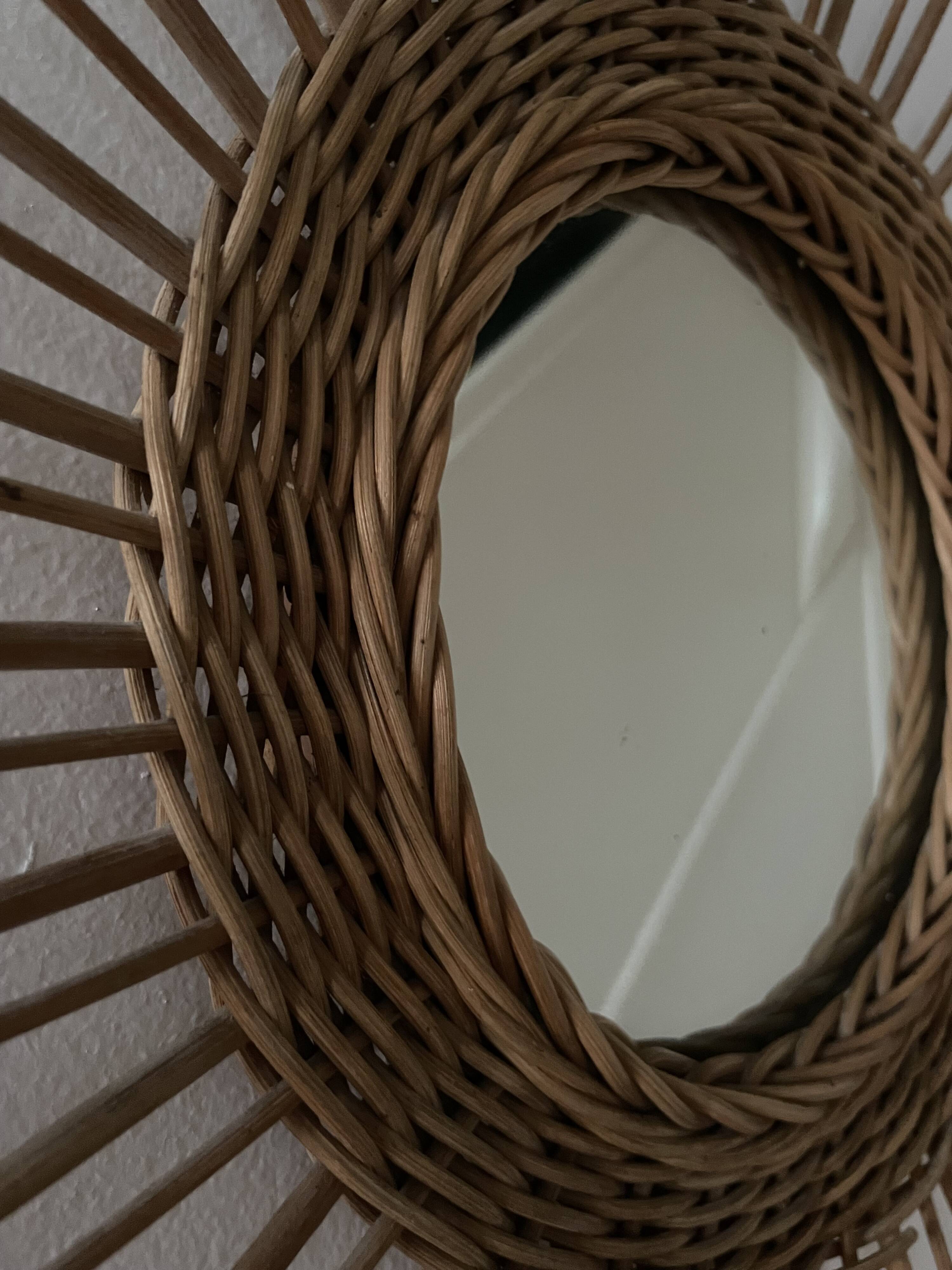 Miroir soleil rotin