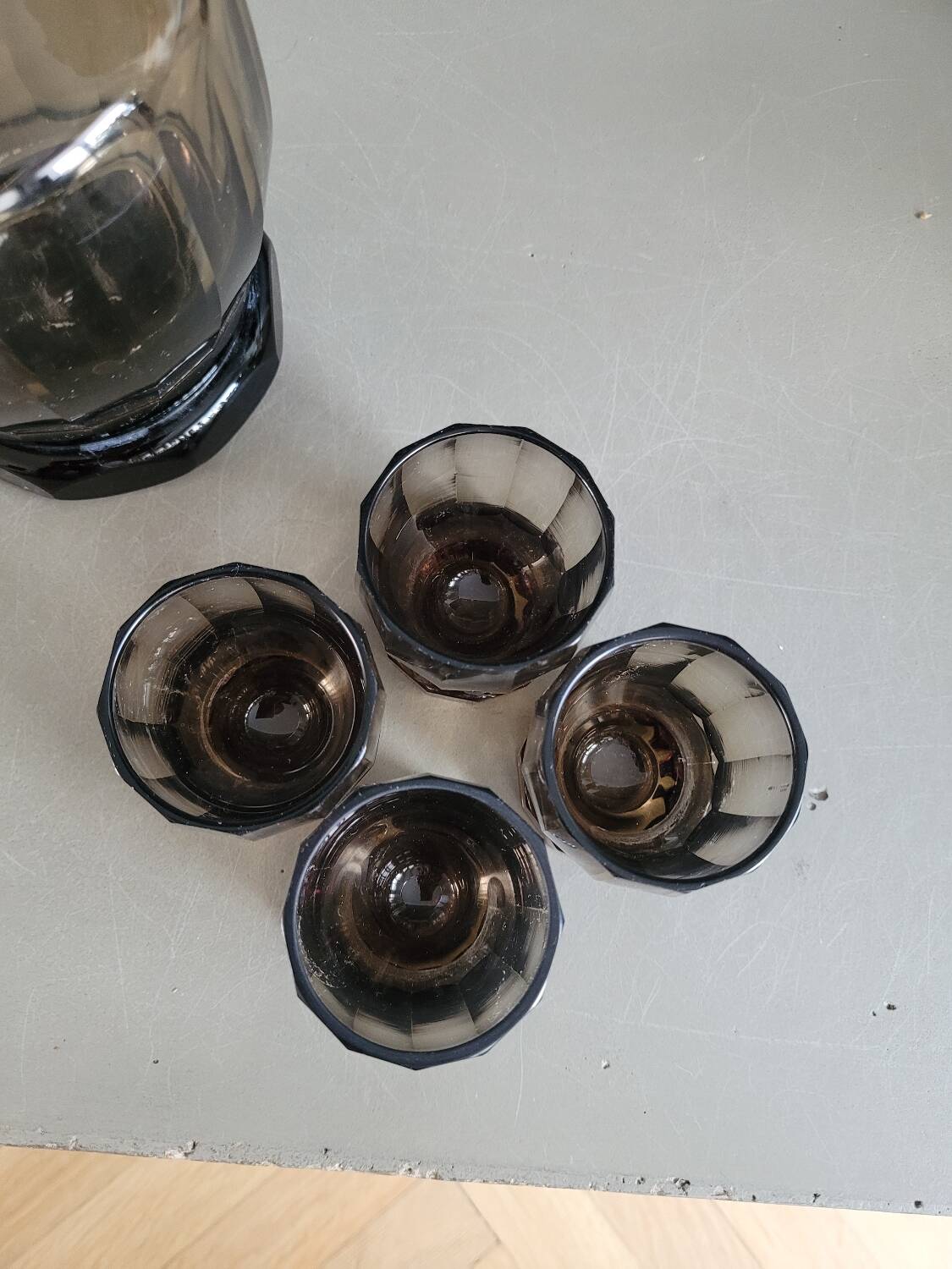 Smoked glass liqueur set