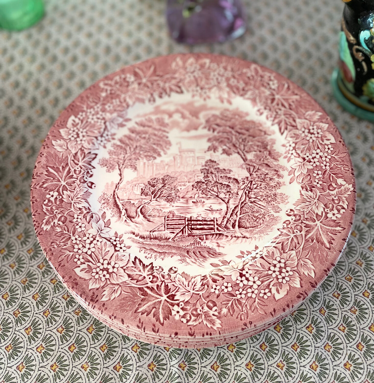 Lot 6 flat plates and 6 hollow English Iron Earth English Ironstone