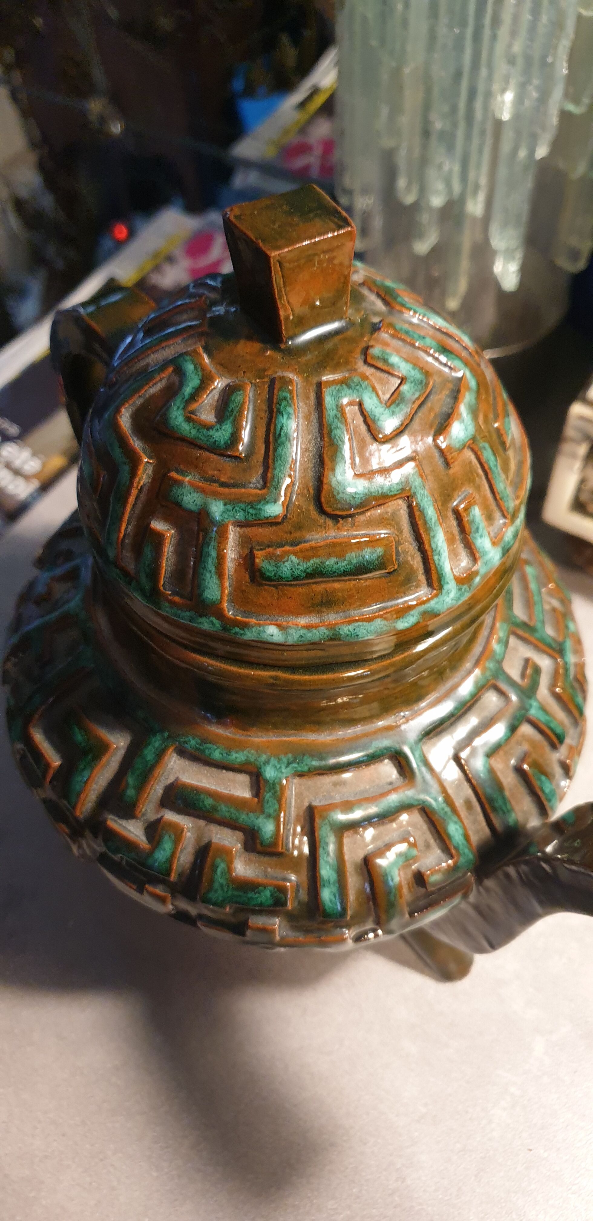 Terracotta teapot signed