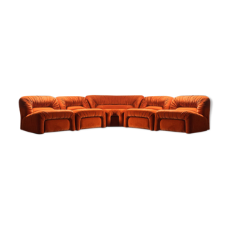 Modern vintage Lev&Lev velvet modular sofa