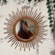 Miroir soleil vintage en rotin
