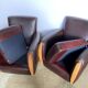 Pair of vintage brown leather club armchairs from the 70s