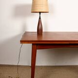 Danish keel-shaped table lamp in teak and ebony by Fog & Morup.