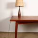 Danish keel-shaped table lamp in teak and ebony by Fog & Morup.