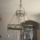 Patinated iron chandelier with pendants, romantic / shabby chic style.