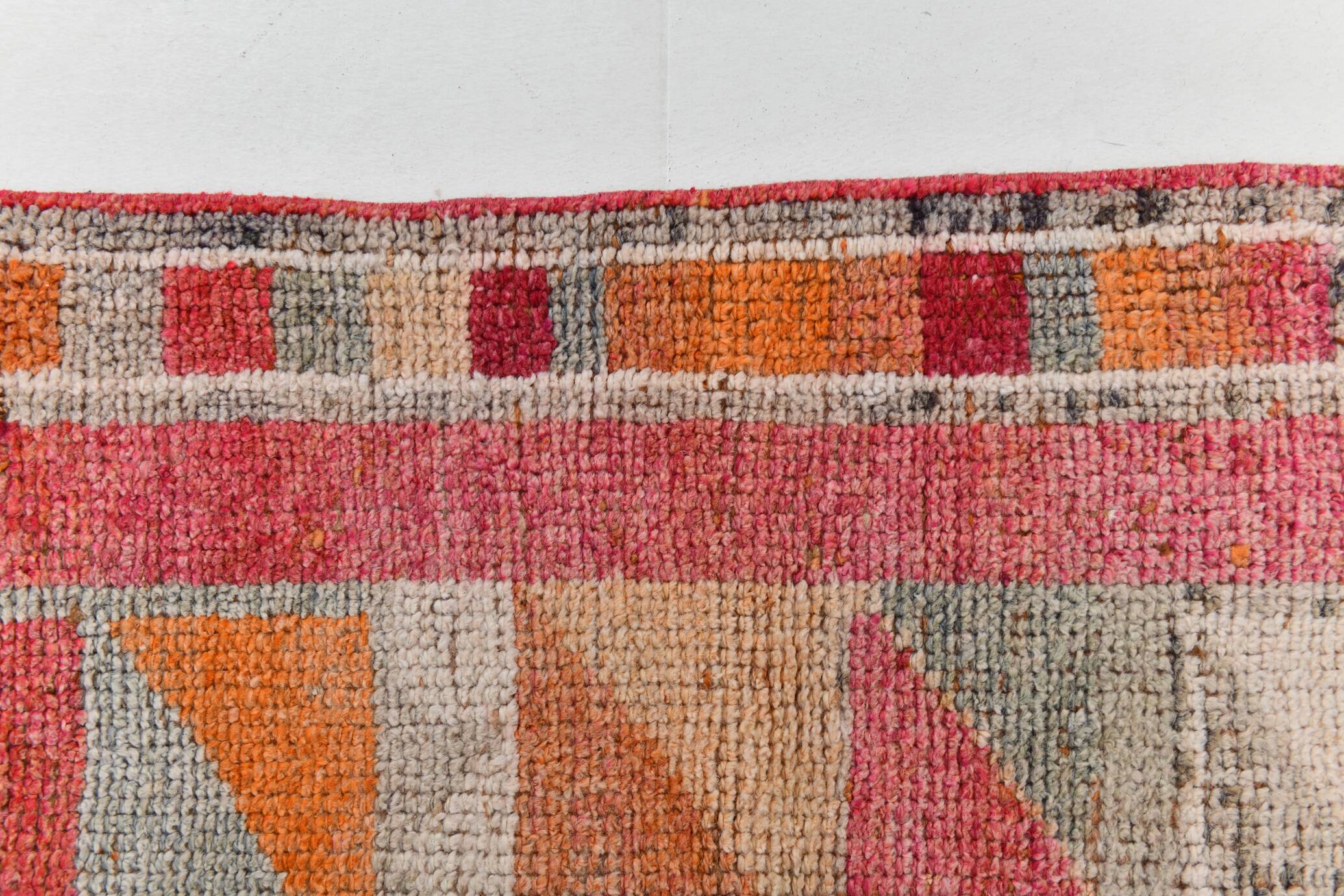 Pink & Red Hallway Vintage Runner Rug, 100x356Cm