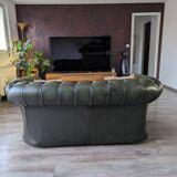 Green leather Chesterfield sofa