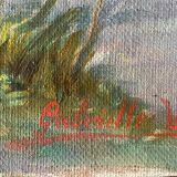 Painting 1900 Bouquet of flowers Carnations in the garden HST signed Gabrielle V.