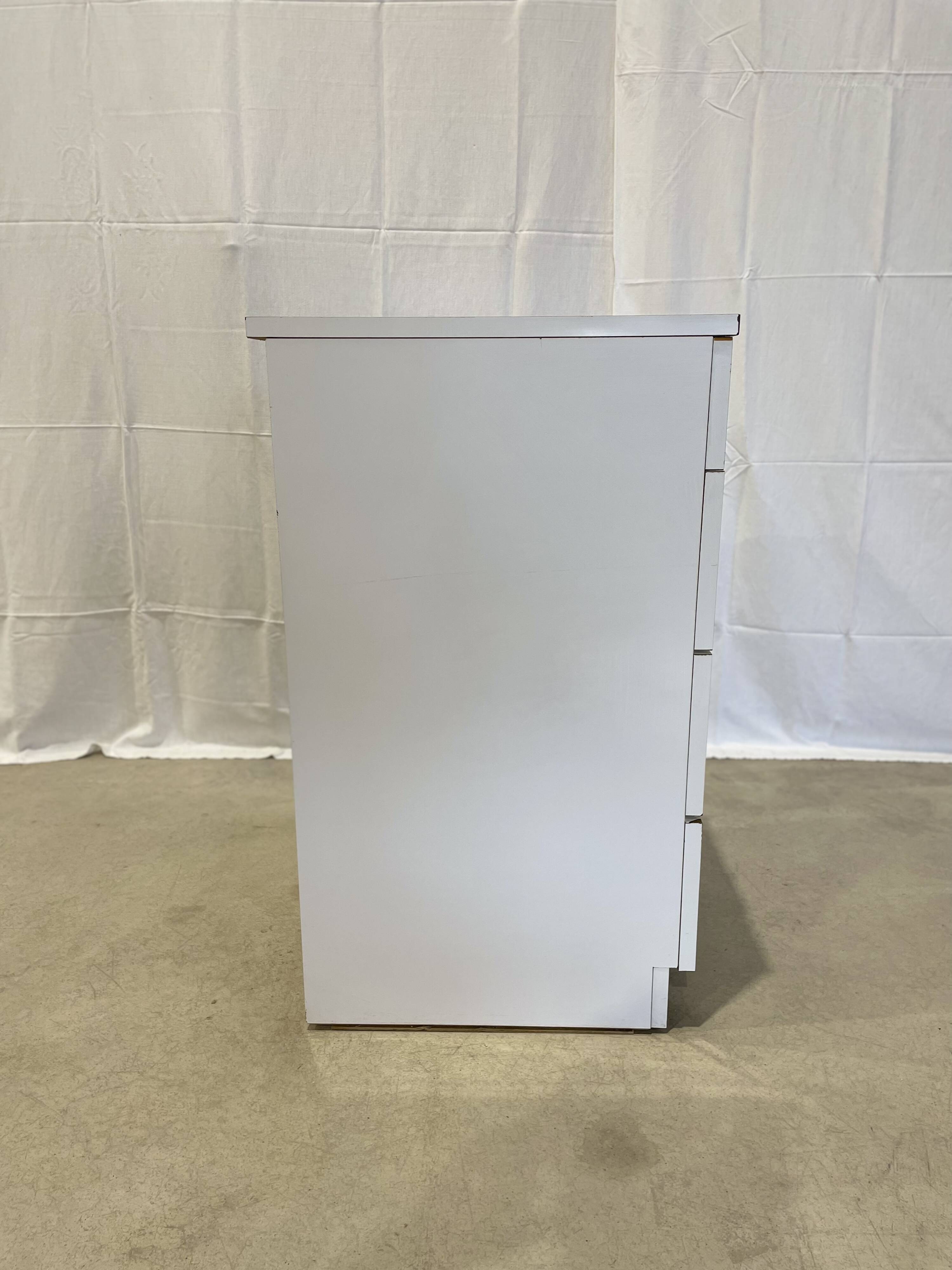 Vintage white and brown formica dresser with 4 deep drawers