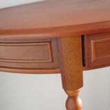 Set of 2 half-moon console tables with drawer - cherry wood - Louis Philippe style