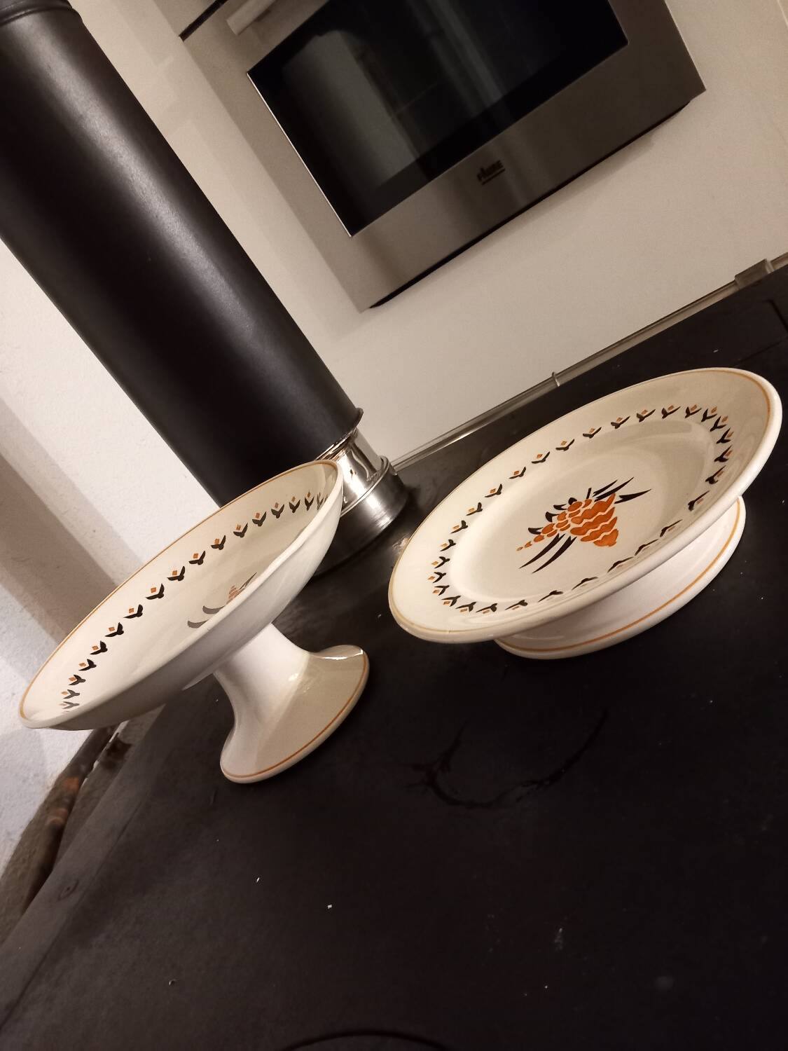 Set of 3 old earthenware fruit bowls from Saint Amand