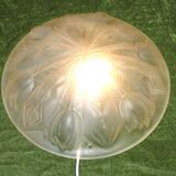 French Art Deco White Pate De Verre Platformer With Abstract Tulip Design 5145