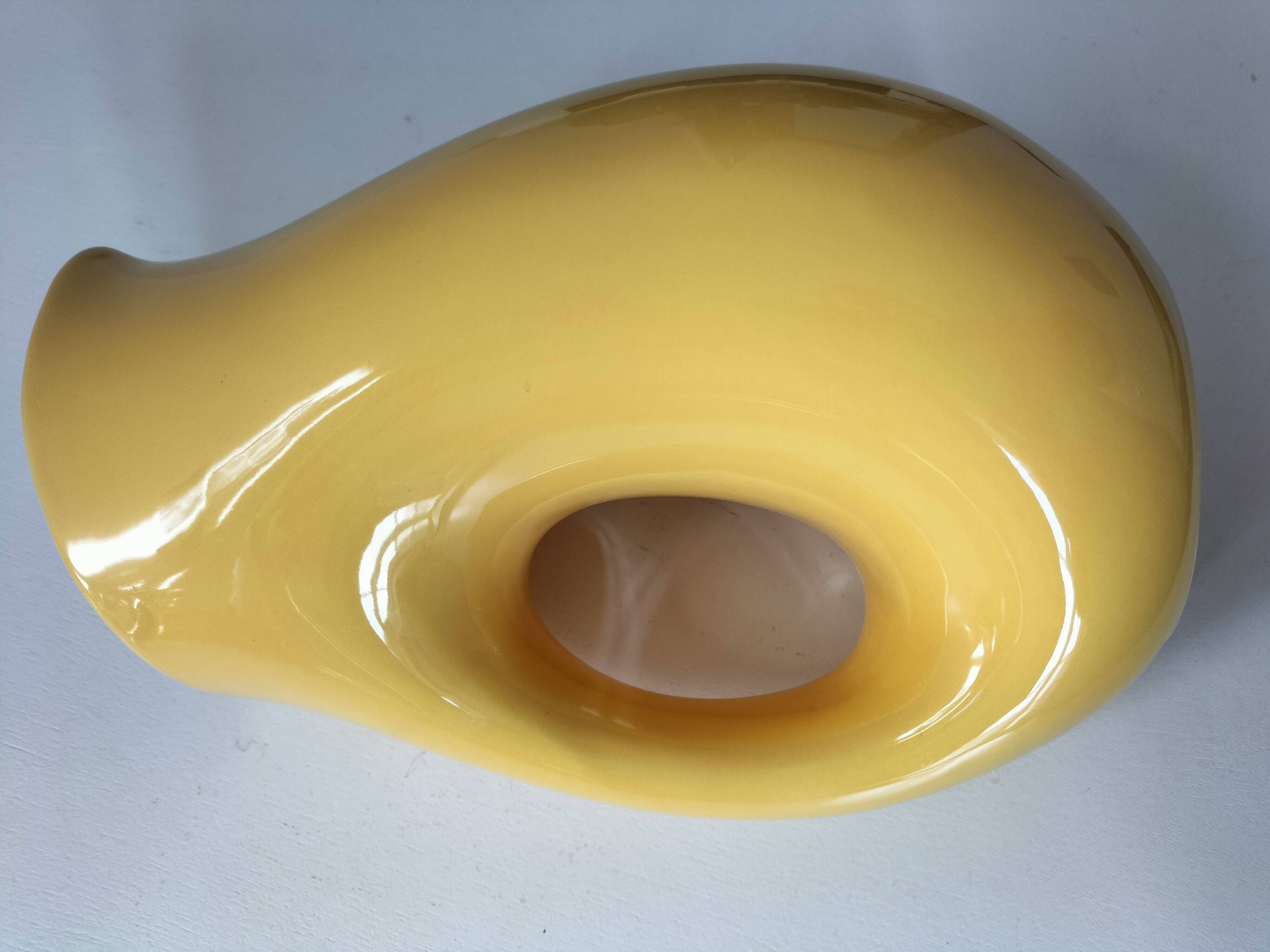 Vintage yellow sculptural pitcher 70s design