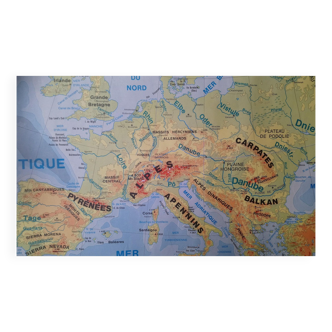 Carte d'école vintage "Europe physique et Europe politique"