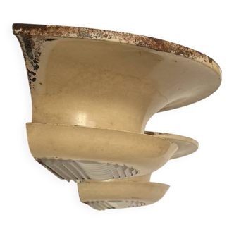 Pair of vintage modernist wall lights, beige painted metal and glass, France, 1930