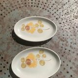 Two Loire ceramic serving dishes 1713 Saint Amand France earthenware, vintage hand painted
