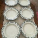 6 opaque porcelain soup plates from Gien, Montigny model
