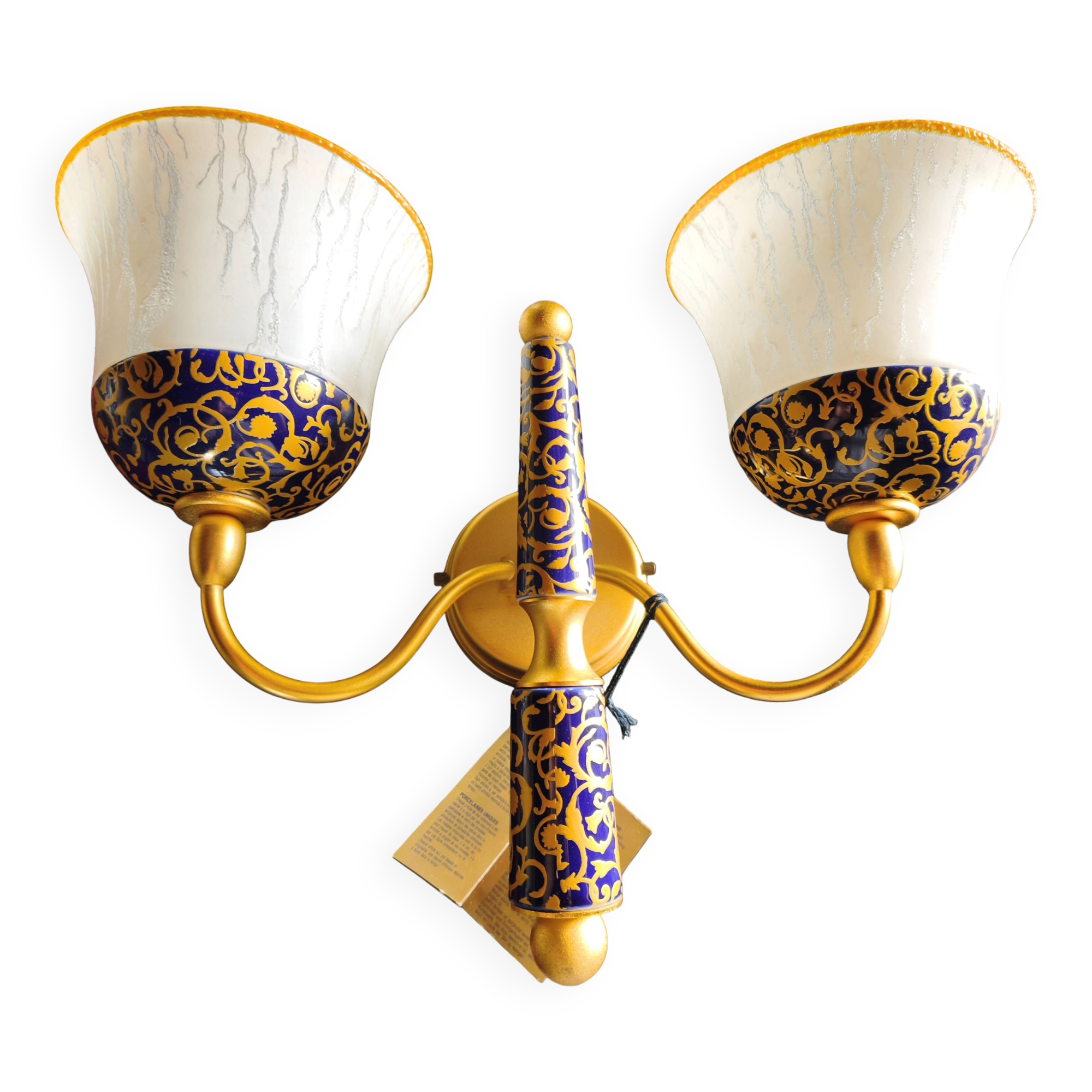 New double wall light (Le Porcellane Florence) Porcelain & Gold