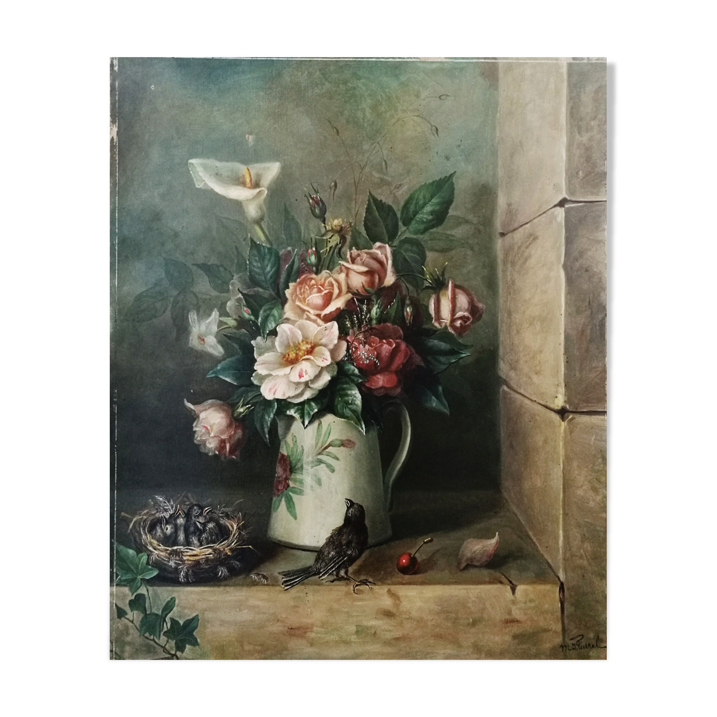 Painting in ancient oil on canvas Still Life (Bouquet), Ecole Française 19th