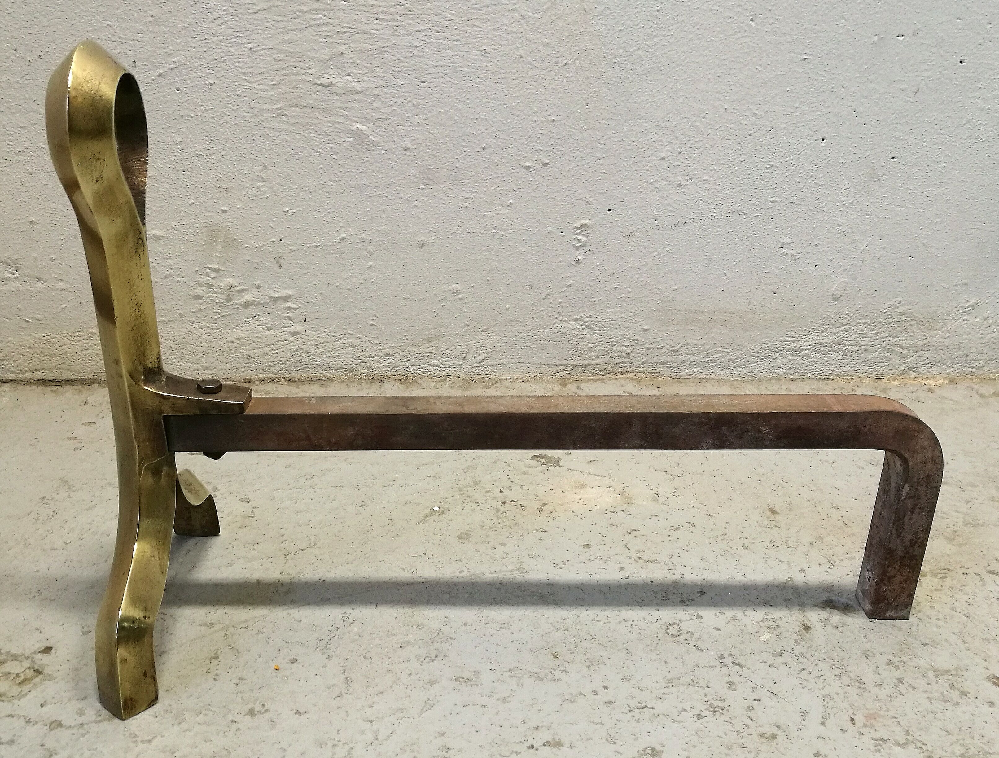 Paire de chenets bronze et fonte design 70