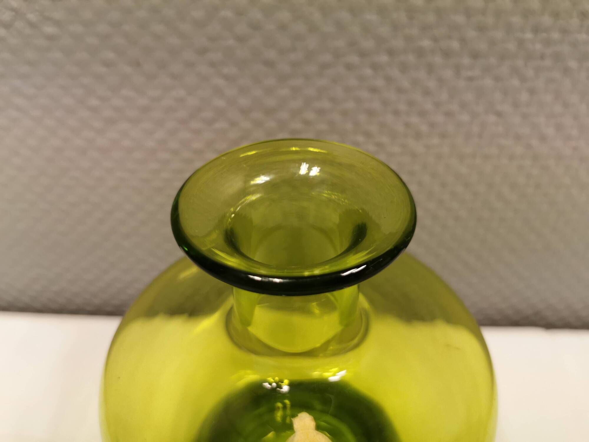 May green glass vase designed by Per Lütken for Holmegaard glassworks Denmark in 1955.