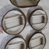 Asparagus serving platter + 8 asparagus plates in Salins earthenware