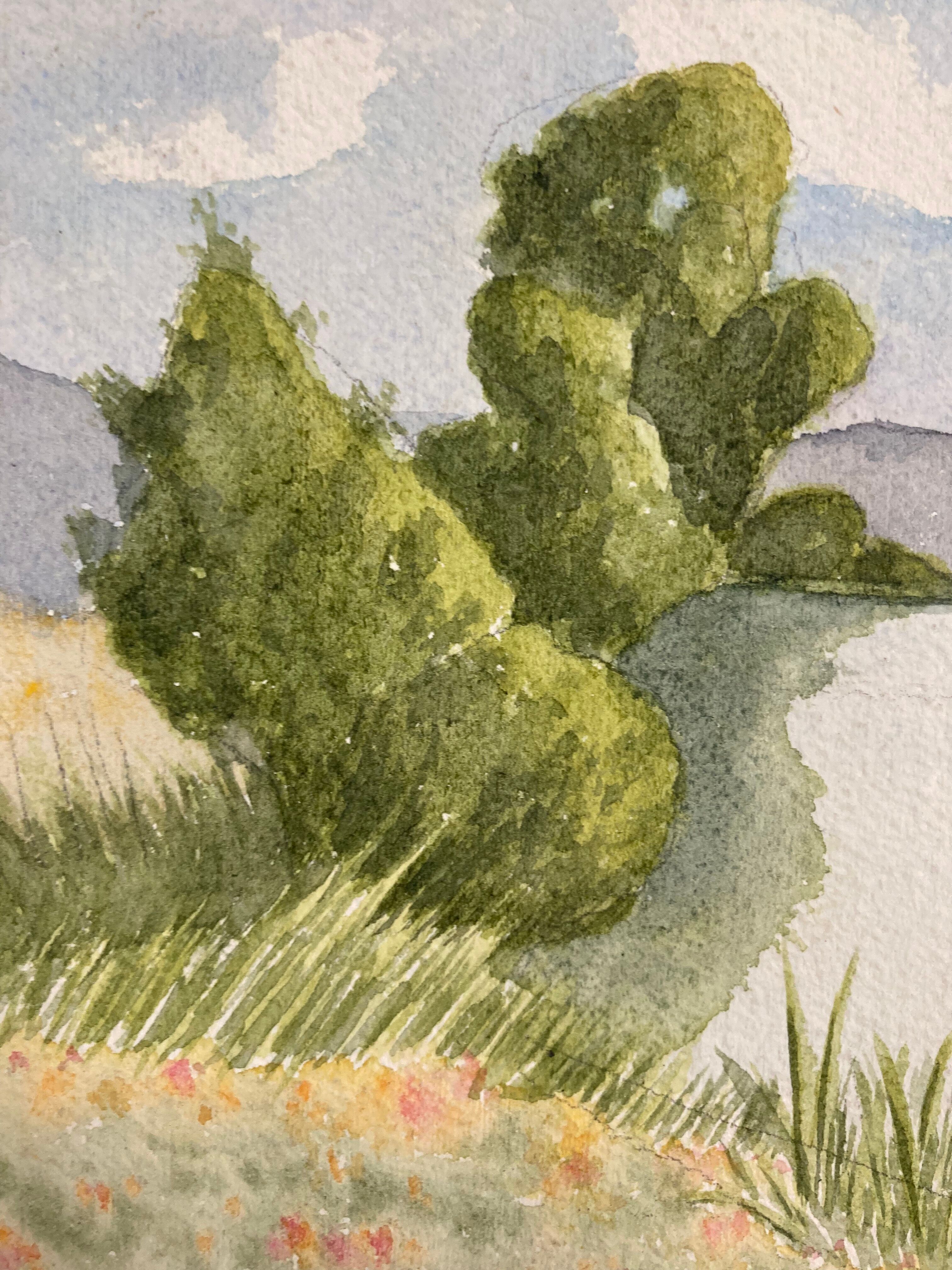 Vintage landscape watercolor