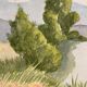Vintage landscape watercolor