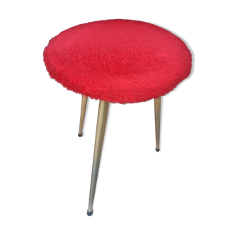 Tripod stool "moumoutte" red, vintage 70s