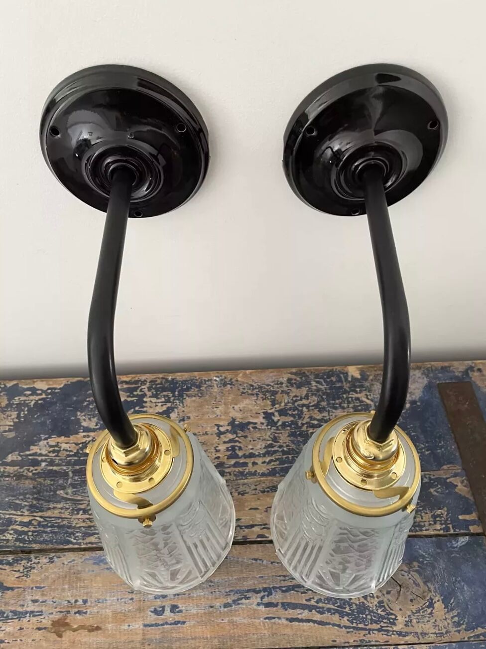 Pair of art deco wall lights