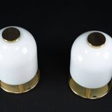 Pair of 1980s Italian Murano Lattimo Glass Mushroom Bedside Lamps