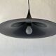 Black metal pendant lamp with trumpet design, 1960s, Italy.