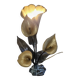 Metal sculpture lamp with golden calla lilies – 1970s