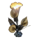 Metal sculpture lamp with golden calla lilies – 1970s