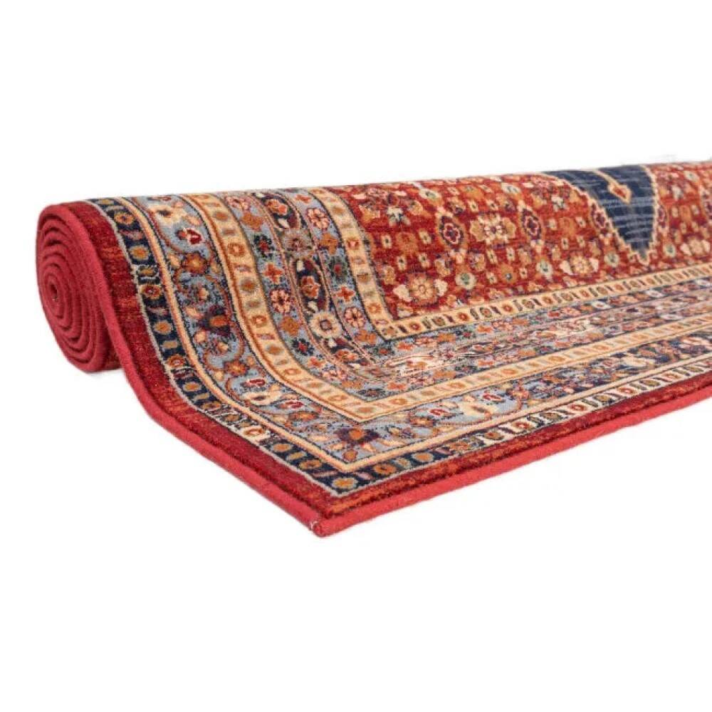 Red diamond-patterned oriental rug