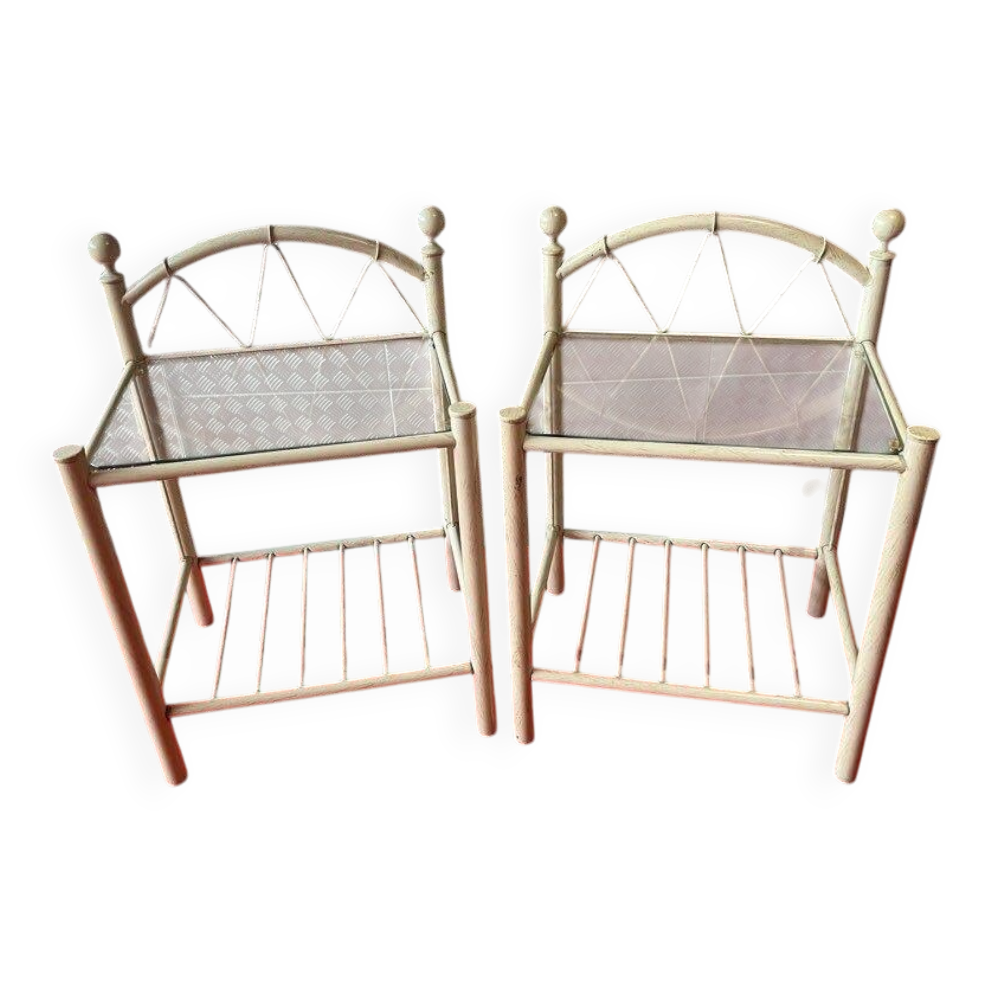 Set of two antique bedside tables.