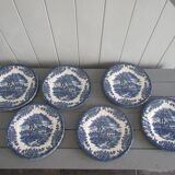 Set of 9 myott meakin england blue dessert plates