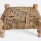 Organic Modern Turned Wood and Rope Footstool in the Style of Charlotte Perriand